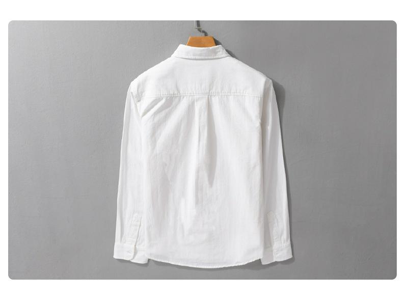 Men's Retro Long-Sleeve Casual Shirt: Simple Solid Color, All-Match Style