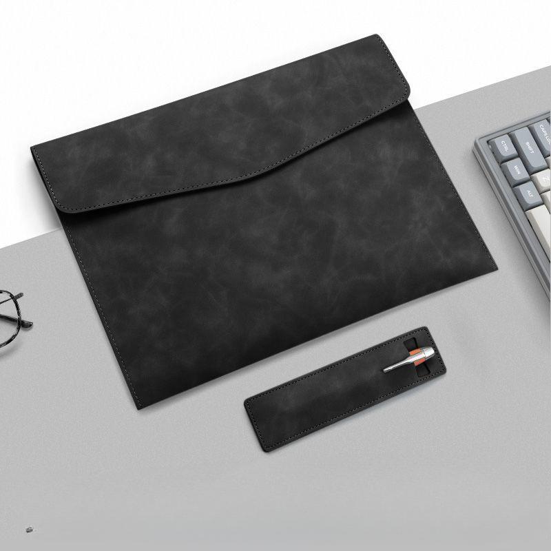 

Кожаная сумка для документов формата А4 Водонепроницаемая сумка для хранения деловых счетов Портативная большая емкость для студентов A4 [Knight Black] file bag + pencil case