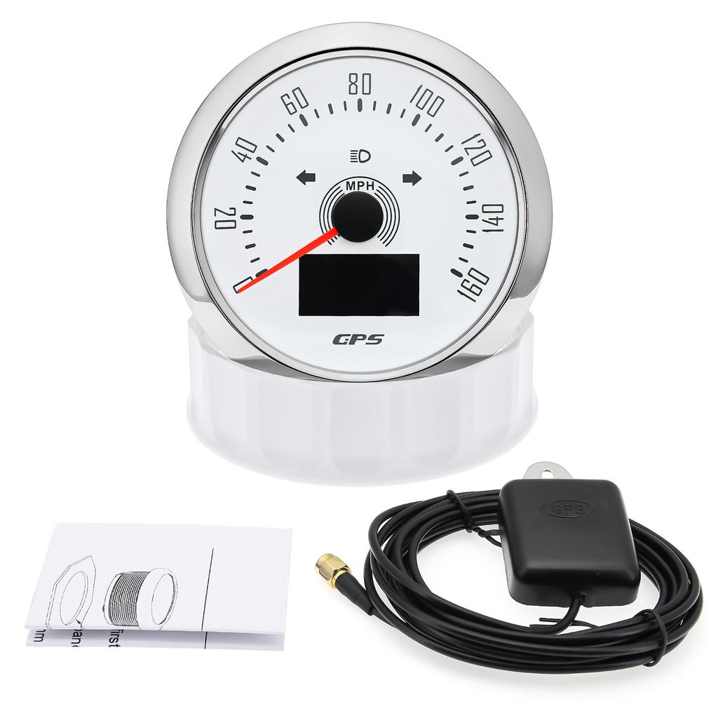 85MM Digital GPS Speedometer 0-160MPH 0-200KMH Speed Meter With GPS Antenna For Car Marine Boat 7 Color Backlight Speed Gauge