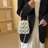 Bag Exquisite Hand-woven Hollow Personality Women's Handbag New Imitation Pearl Woven Shoulder Messenger Bag