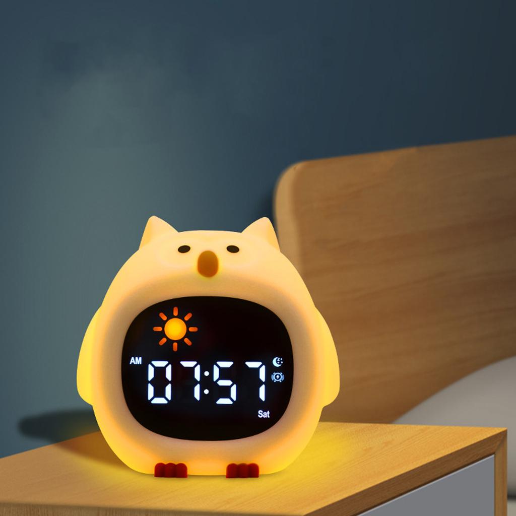 Despertador de Silicone com Formato de Animal, Luz Noturna Suave e Controle Fácil por Toque para Meninos e Meninas