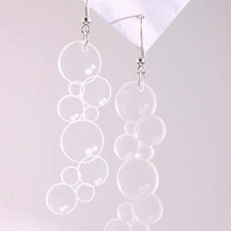 1 Pair Unique Quirky Creative Fashionable Minimalist Acrylic Bubble Dangle Earrings, Cute Everyday Jewelry for Women