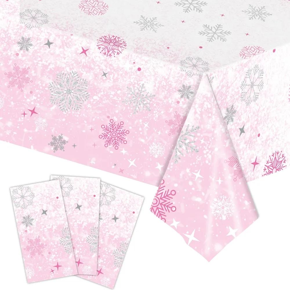 New Christmas Tablecloth Xmas Snowman Snowflake Tablecloth Plastic Disposable Tablecloths Bronzing Table Decoration Table Cover