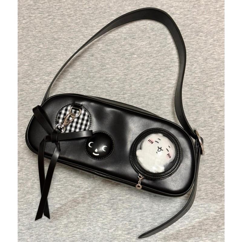 Japanese Style Black Handbag Women Lolita Transparent Bow Casual Shoulder Bags Female Harajuku Aesthetic Ita Bags Chic