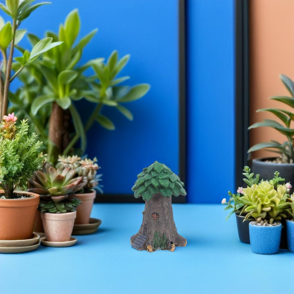 2Pcs Mini Resin Tree Ornament Fairy Garden Decor Outdoor Indoor Micro Landscape Accessory for Terrarium Bonsai Aquarium