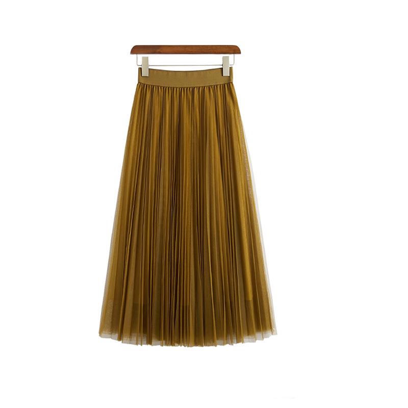 Round Versatile Three-Layer Mesh Pleated Long Skirt for Women - 6-Meter Wide Hem, 2026 Spring/Summer Collection