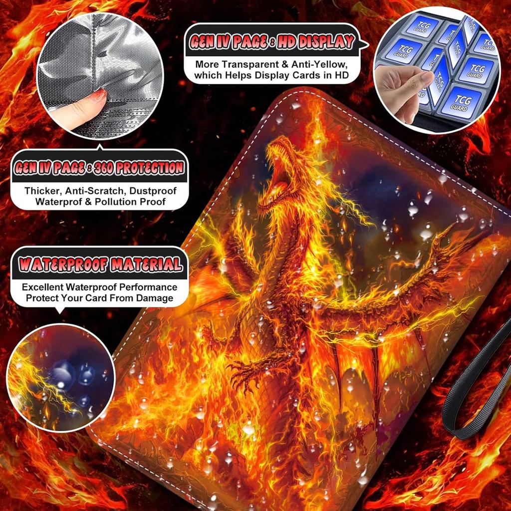 1008 Card Binder 9 Pocket, 3-Ring Trading Card Binder with 56 Page Removable Sleeves, High Storage Waterproof Trading Card Holder Collection Card