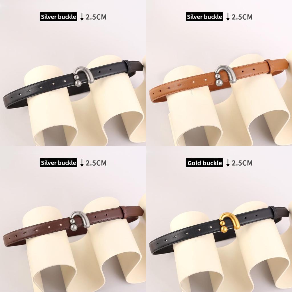 Traditioneller Damen-Leder-Taillengürtel mit silberner oder goldener Schnalle für Büro und Kleid