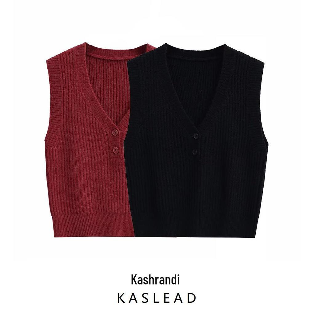 2024 Winter Women’s European & American Style Fashion Sleeveless Two-Tone Versatile Vest