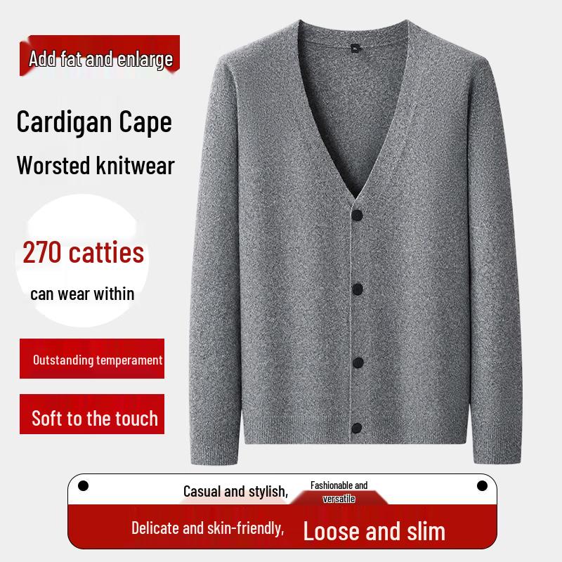 Dibinze Men's Plus Size Knitted Open-Front Cardigan