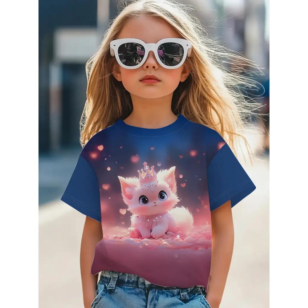 Children's Clothing Girls T-Shirt Fashion Short Sleeve Tee Summer Clothes 3D Print Children Tops Cartoon Breathable Kids T-Shirt