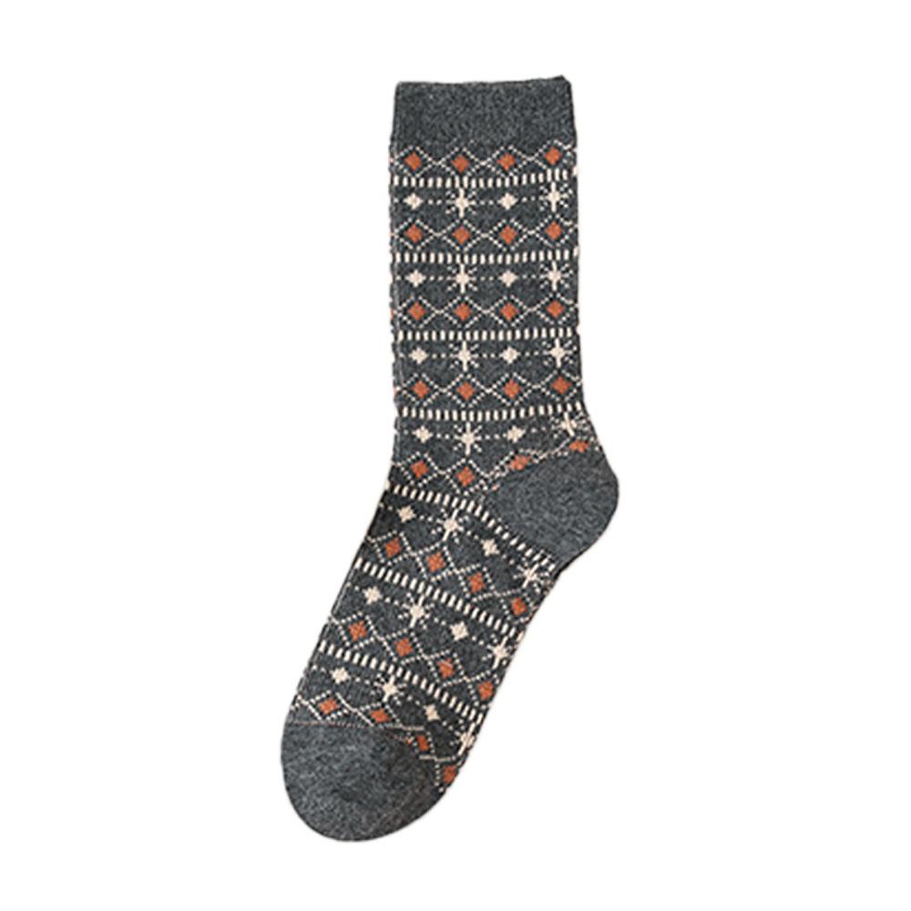 Winter Socks for Women, Mid-calf, Ethnic Style, Retro Girls, Versatile, Warm, Double-needle, Double-path Socks