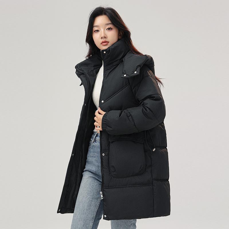 Down cotton-padded clothes women's medium and long cotton-padded clothes, foreign-style thickened loose hooded winter cotton-padded jacket