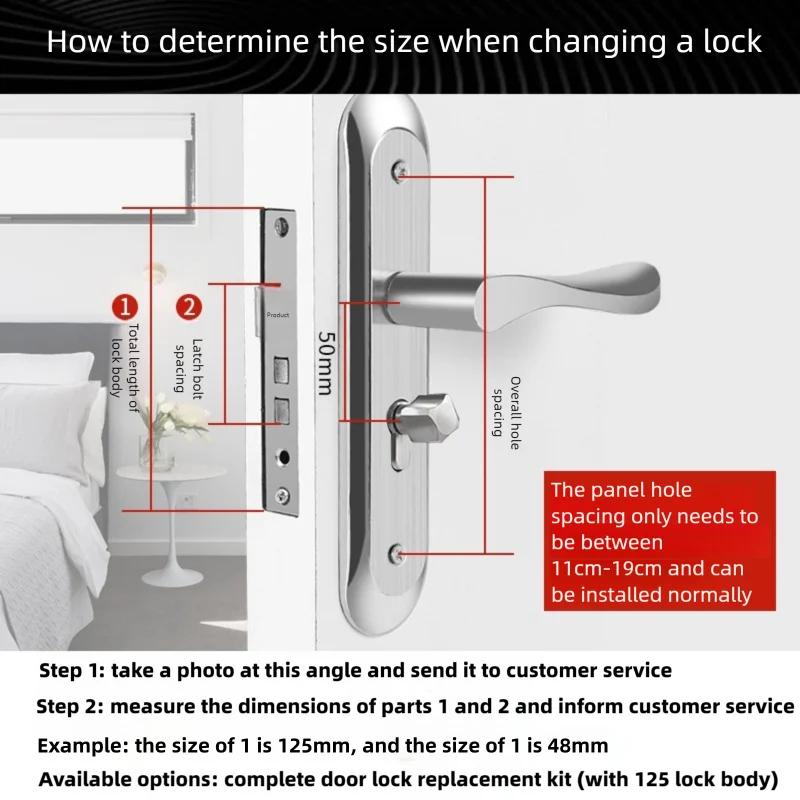 Universal Stainless Steel Indoor Door Lock Adjustable Wooden Door Handle for Bedroom Security Tamper-Free Household Safety