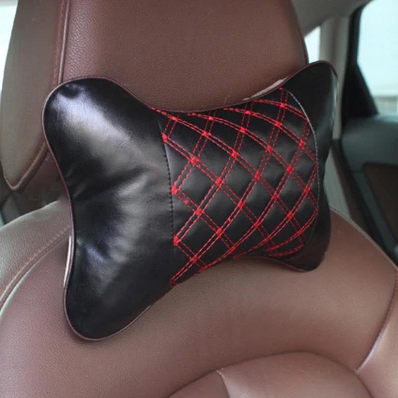 

Universal Car Headrest Neck Support Pillow Four Seasons PU Leather+PP Cotton No Deformation Neck Pillow Cushion CHINA