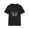Butterfly Watercolor Boho Nature Black T-Shirt Floral Print Tee 74