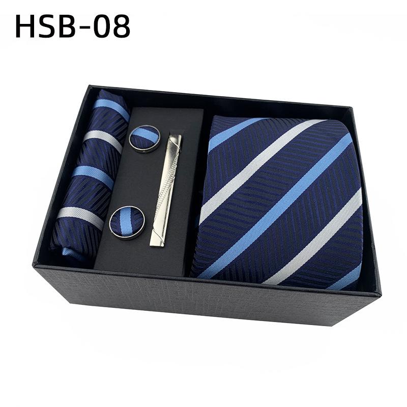 Men's Black Business Tie Gift Set: Striped & Plain Ties, Pocket Square, Tie Clip