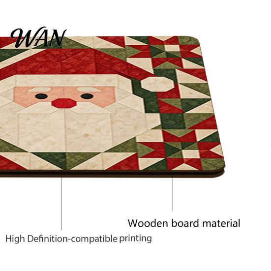 Winter Holiday Housewarming Gifts 4Pcs Christmas Coasters Set, Non-slip Wood Cup Mats with Cork Base Tree Drink for Hot Drinks, Decorative Patchwork