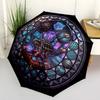 Cyber Dinosaur Glass pattern umbrella, portable and foldable design, 8 ribs, a casual accessory for Halloween, Christmas, and birthday gifts.