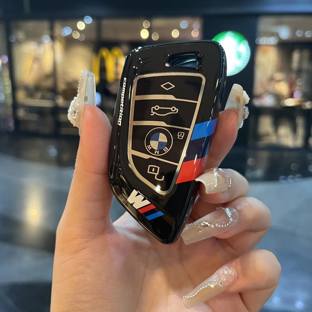 Racing Style Metal Car Key Case Fob Cover for BMW X1 X3 X5 X6 X7 3 5 6 7 Series G20 G30 G11 F15 F16 G01 G02 F48 2016-2023