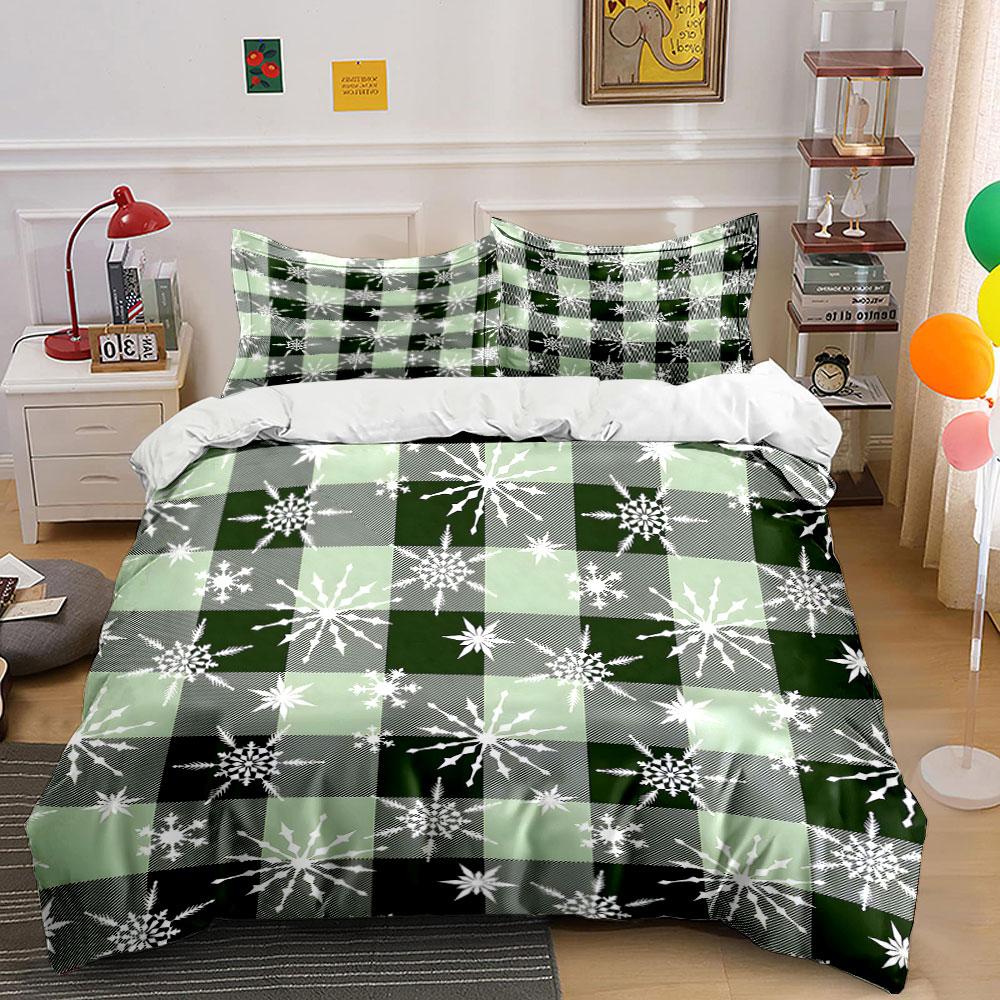 Plaid Snowflake Winter Pattern Bedding Duvet Cover Set Duvet Cover Pillowcases (1*Duvet Cover 2*Pillowcases, without duvet insert)
