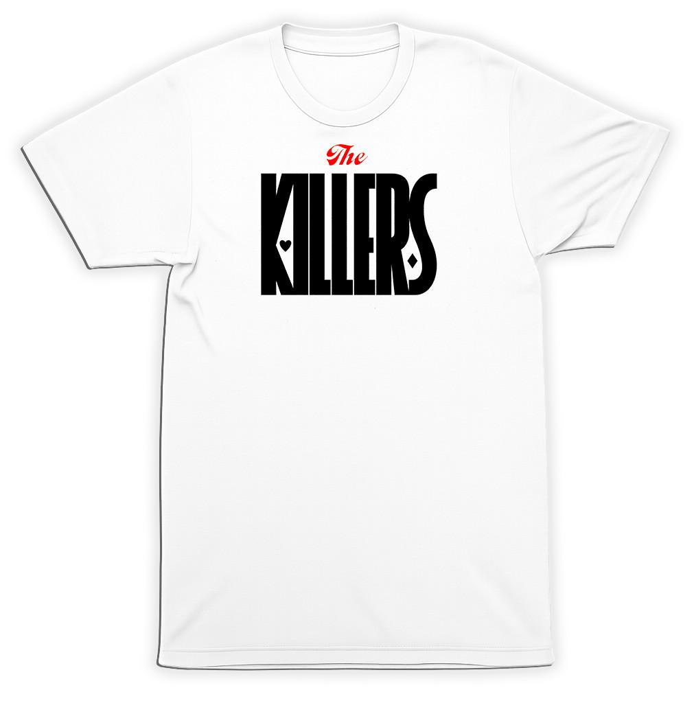 The Killers Text Logo T-Shirt Black Red Indie Diamonds Hearts Rock Band Tee S разноцветный