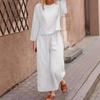 Damski Zestaw Dwuczęściowy Casualowe Spodnie z Szerokimi Nogawkami na Jesień/Zimę 2024 - Jednolity Kolor