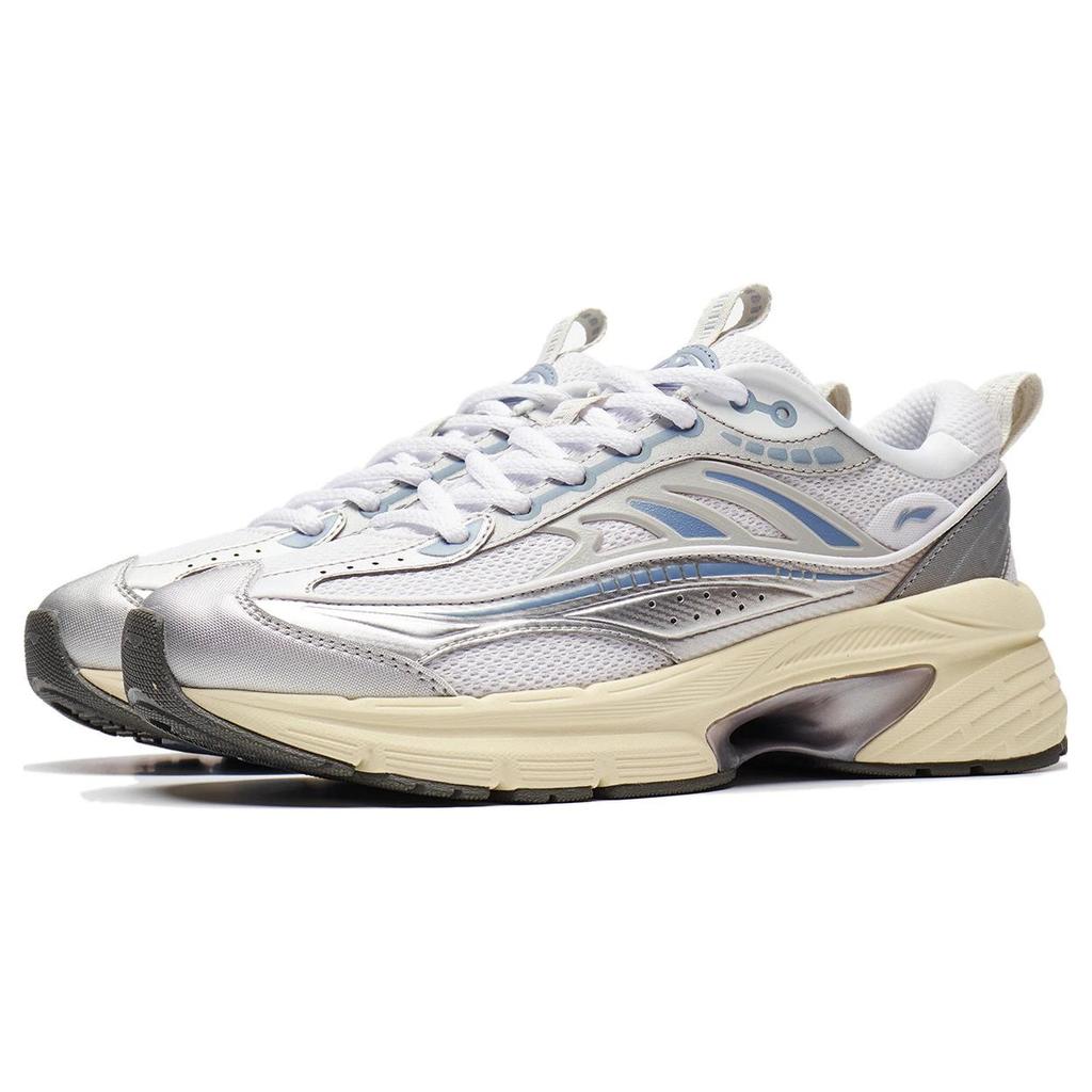 New LiNing Comet LITE LITE Anti Slip Wear Resistant Low Top Casual Shoes Women's White Silver AGCT236-2