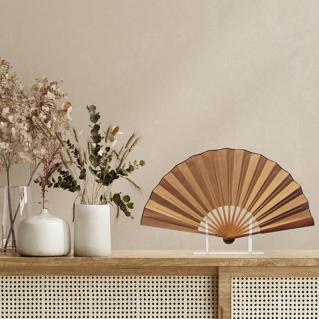 2PCS Acrylic Fan Display Stand, Clear Fan Display Holder Base Easel, Folding Fans Holder Easel, Japanese Chinese Hand Fan Stand, Fans Organizer for
