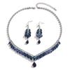 3PC Women's Fashion Zircon Water Drop Necklace Earrings Zircon Set Design Sense Wedding Party Festival Gift-8553