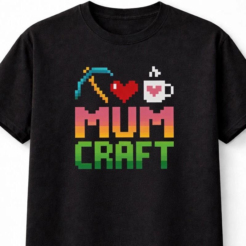 Mumcraft Mum TShirt Mothers Day Pixel Art Unisex Black Graphic Tee S