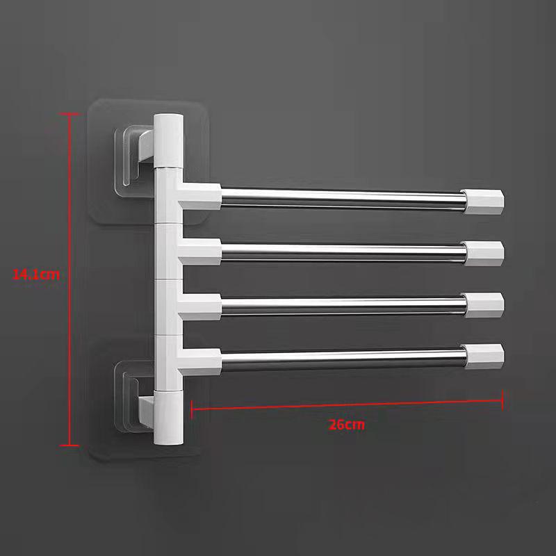 Bathroom Towel Bars Rotatable Towel Holder Space Aluminum 2/3/4/5 Bar Towel Hanger Kitchen Shelf Wall Mounted