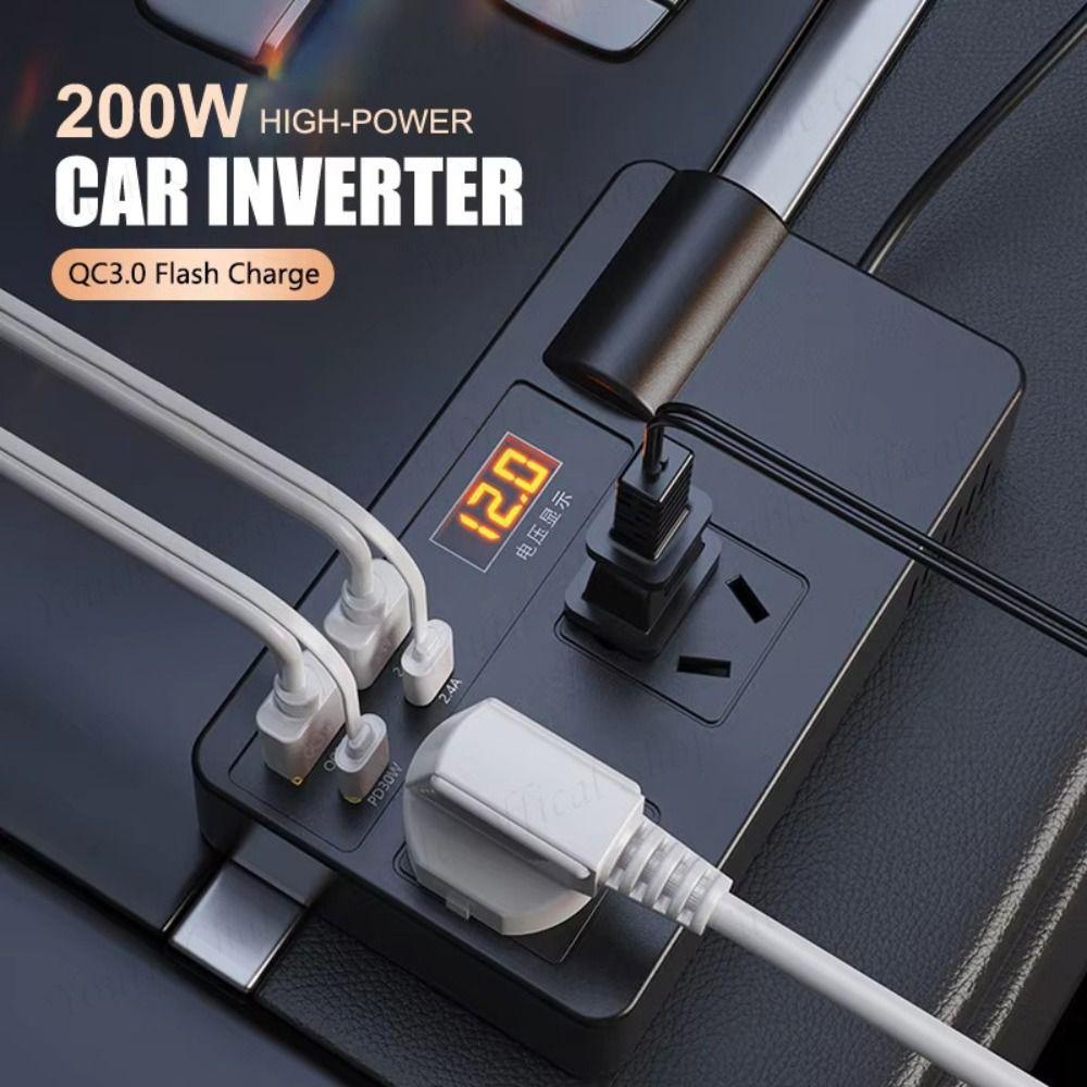 Universal Car Inverter High Power DC 12V/24V To AC 220V Power Adapter Multifunction QC 3.0 USB/PD/Type C Charger