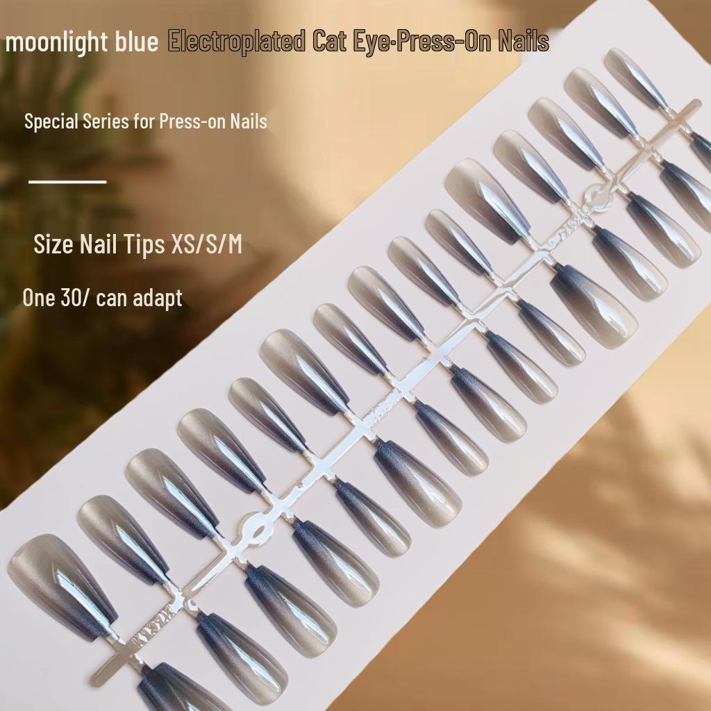 

Hailey Electroplating Cat Eye Nail Stickers, High-End Moonlight Wearable Fake Nails