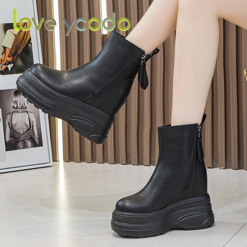 Damen-Booster-Stiefel aus Naturleder, bequeme und atmungsaktive Freizeitstiefel aus Leder für Damen