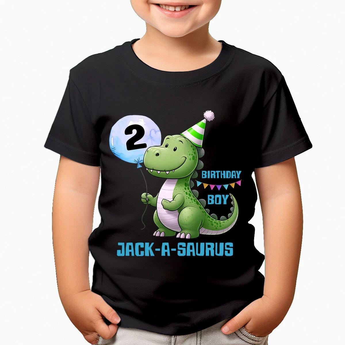 Customisable Dinosaur Birthday Kids T-Shirt Personalise With Name & Age #TA-195 120