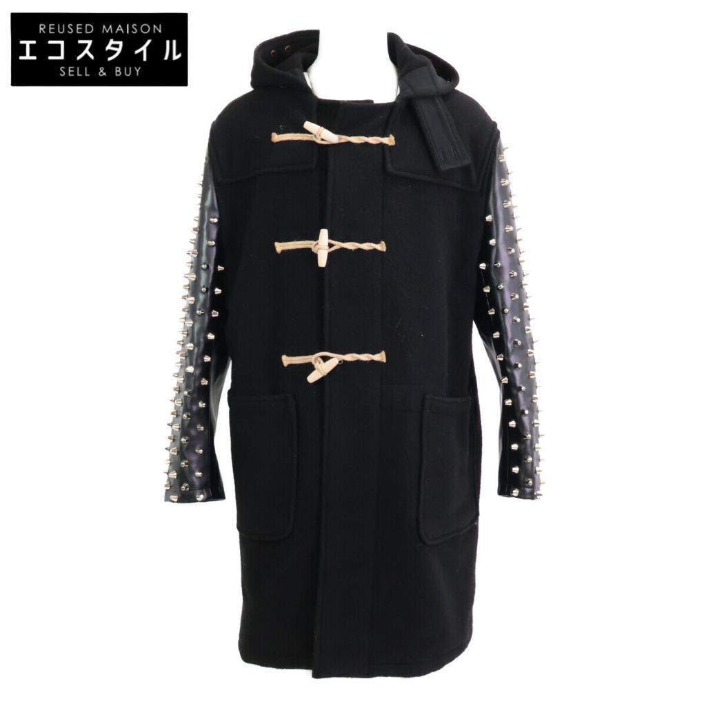 JUNYA WATANABE MAN X Gloverall JH-C017 Wool Duffle Jacket with Leather Sleeves and Studs Coat S blackUsed