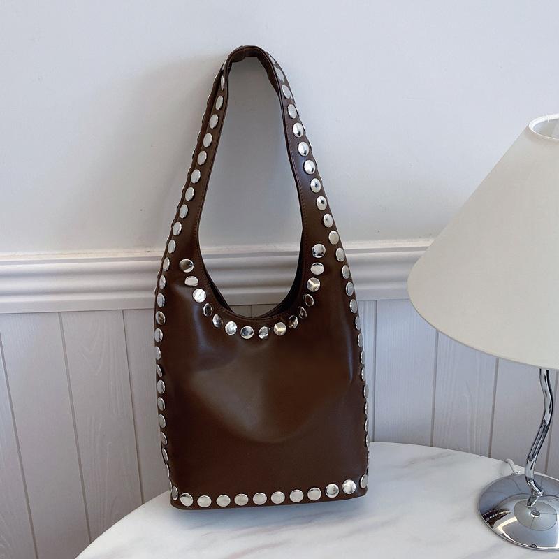 Premium Bag Women's 2025 New Fashion Retro Versatile Casual Shoulder Bag Rivet Tote Bag