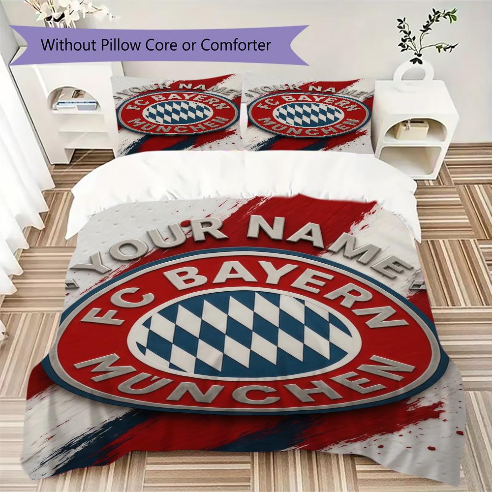 Biancheria da letto personalizzata FC Bayern Monaco, Set piumone Copripiumone Federa Regalo di Compleanno per la Casa(1 * copripiumino + 2 * federa, senza nucleo)_xia