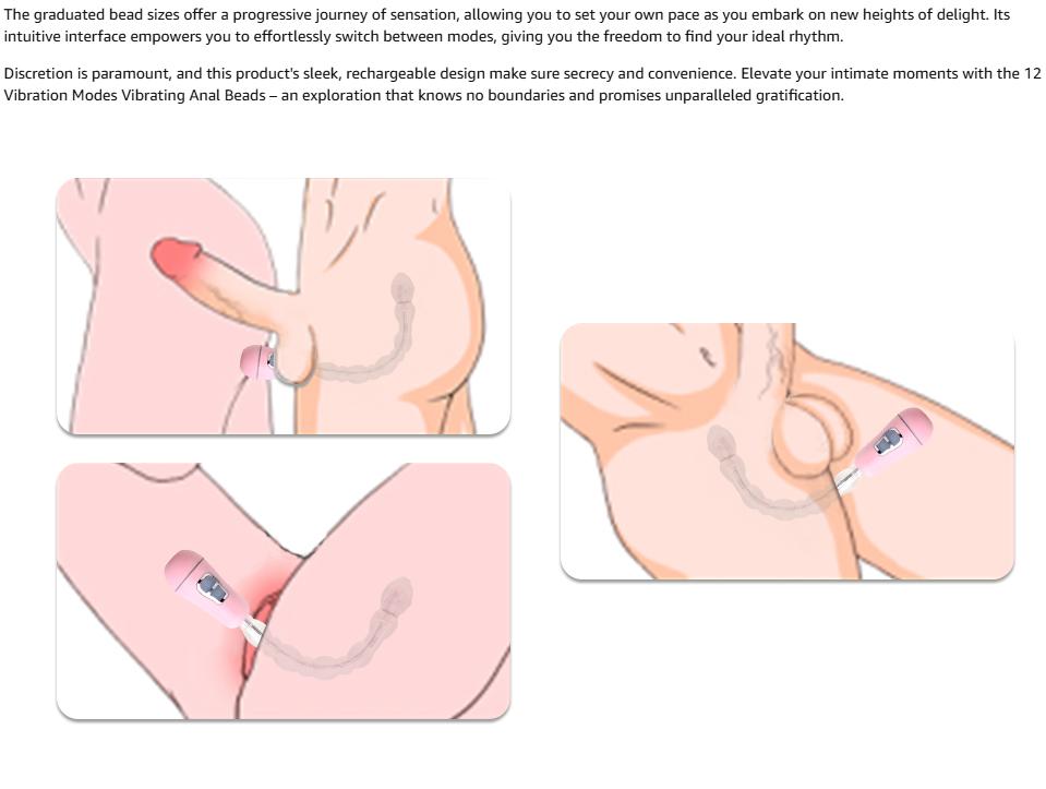 Plug Anal Vibratório com Contas e 12 Modos de Vibração, Massageador de Próstata Flexível, À Prova d'Água, Brinquedo Estimulador Dobrável