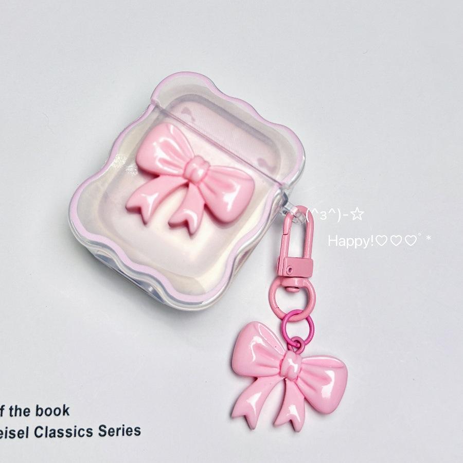 Three-dimensional pink bow for AirPods 1/1/1 generation Bluetooth headset protective case Pro1 headset cover ins