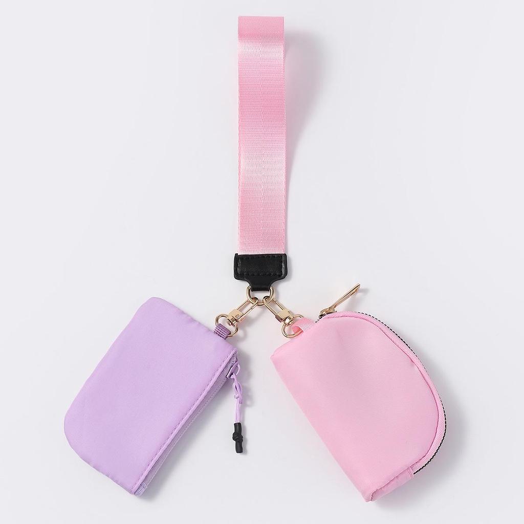 LULU Color Block Waterproof Nylon Coin Purse & Wristlet Key Bag