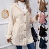 Autumn-Winter Warm Fashion Jacquard Plush Hooded Cardigan Coat