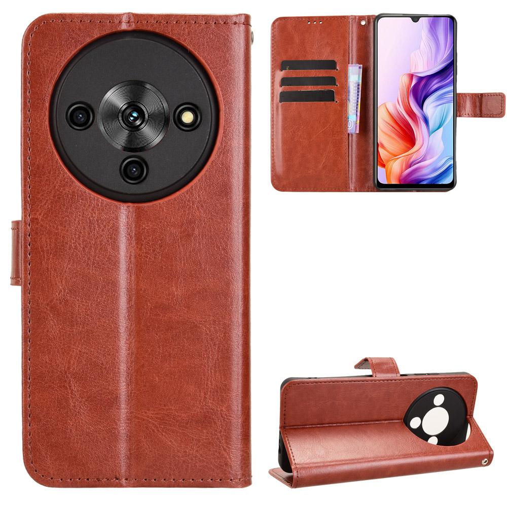 For ZTE Blade A76 5G PU Leather Case with Strap Crazy Horse Texture Phone Wallet Cover