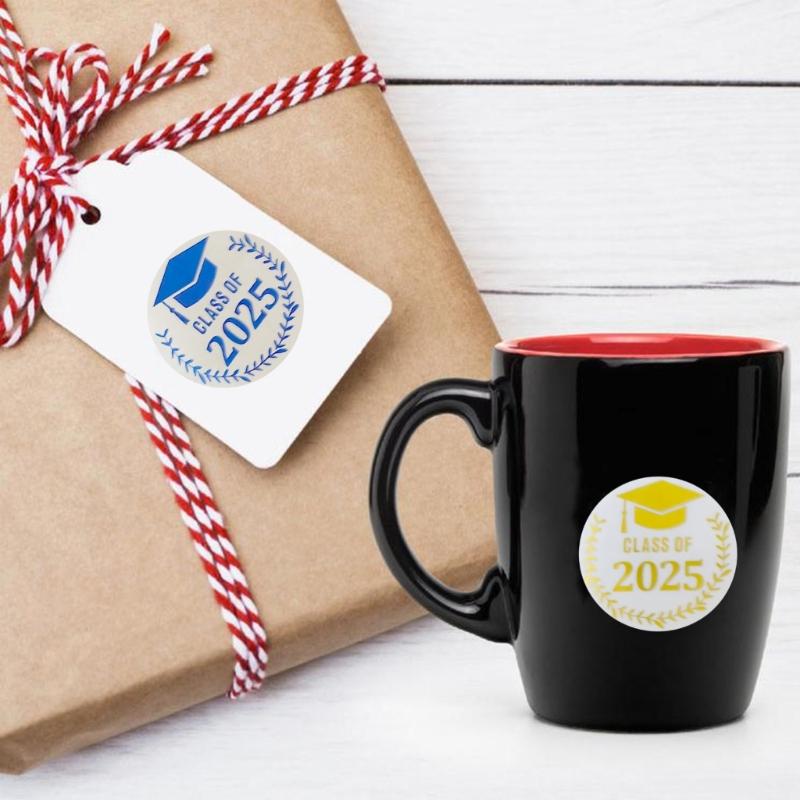 Pack Of 120 Gold Foil Graduation Hat Sticker 40mm Adhesive Labels Wrapping Sticker For Seal Envelope Card Packaging