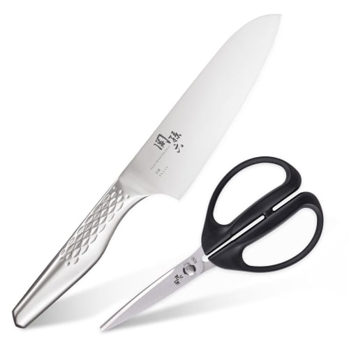 Kai Seki Magoroku Takumisou Santoku Knife 165mm & Kitchen Scissors Set, Kitchen Tool, Knife Set, Kitchen Scissors, Suitable for Single Living, RC5077