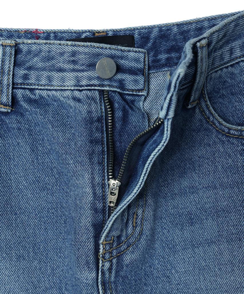 Yuhee Youhee Lettering Denim Mini Skirt Blue