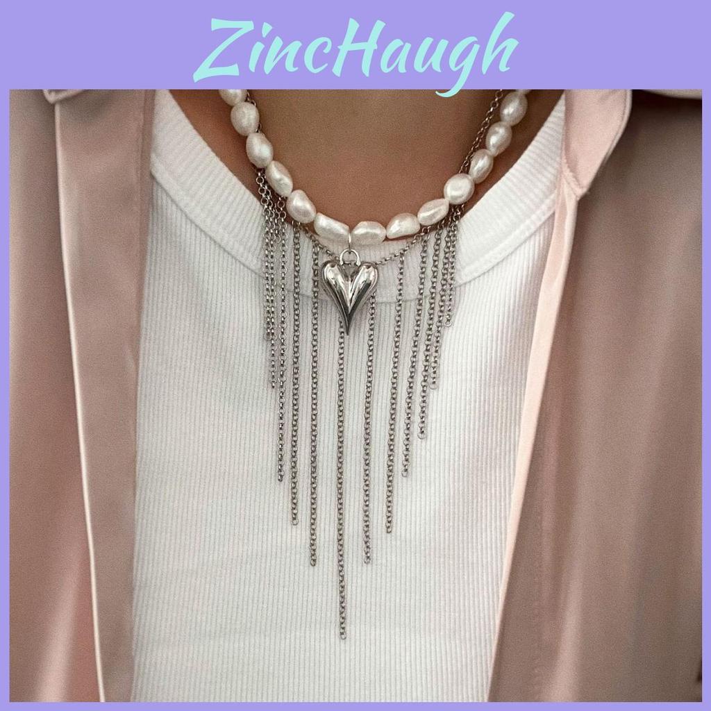 Baroque Pearl Style Heart Pendant Necklace For Women With Multilayer Design