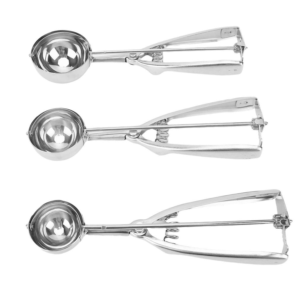 3 Pcs Cookie Scoop 304 Stainless Steel Ice Cream Scooper Non Slip Handle Cookie Dough Scoop for Home Dessert Shop