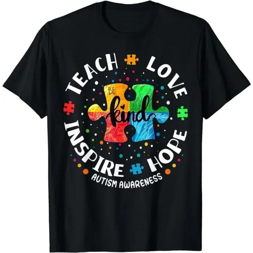 Autism Awareness Shirt for Teachers Spread Hope and Love Inspire and Empower Unisex Style Shirts for Women Printed T-shirts